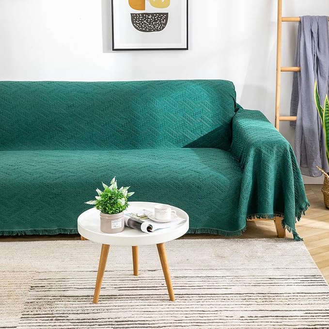 AIVIA Slipper Chair Table Cover Sheet, Reversible Tablecloth Throw Cushion Covers for Single Seat Recliner Armchair Ottomans Spread Furniture Decorations Protector Slipcover Blackish Green - Image 5