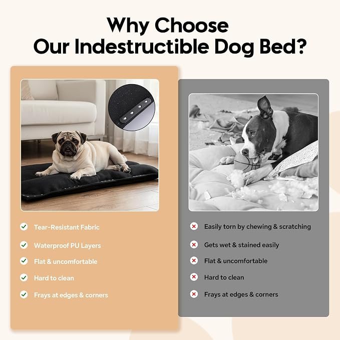 MABOZOO Chew-Proof Dog Bed with Metal Rivets, Durable Kennel Mat for Aggressive Chewers, Waterproof Crate Pad with Shredded Foam Fill for Medium Dogs (Indoor/Outdoor Use) - Image 7