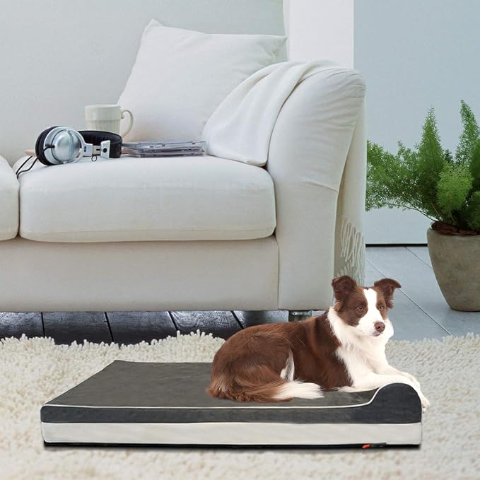 Laifug Orthopedic Dog Beds for Large Dogs,4.5" Memory Foam Dog Beds,Durable Water Proof Liner Removable and Washable, Nonskid Bottom, Grey 46"x28"x8" - Image 7