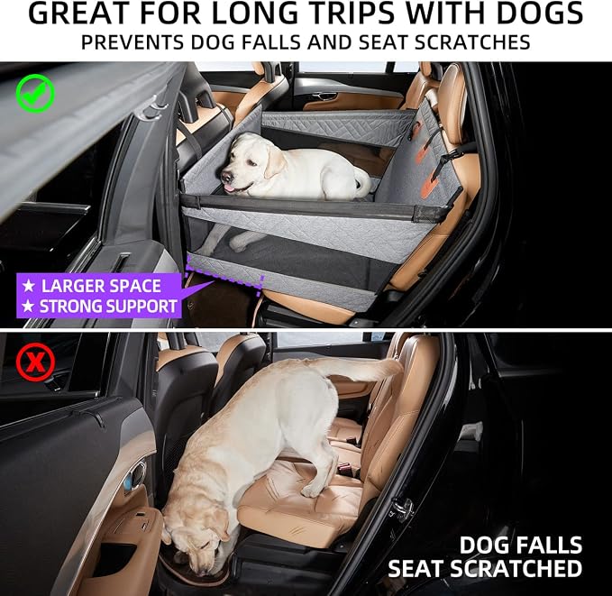 TKYZ Large Dog Car Seat,Back Seat Extender for Dogs,Hard Bottom Seat Cover - Image 2