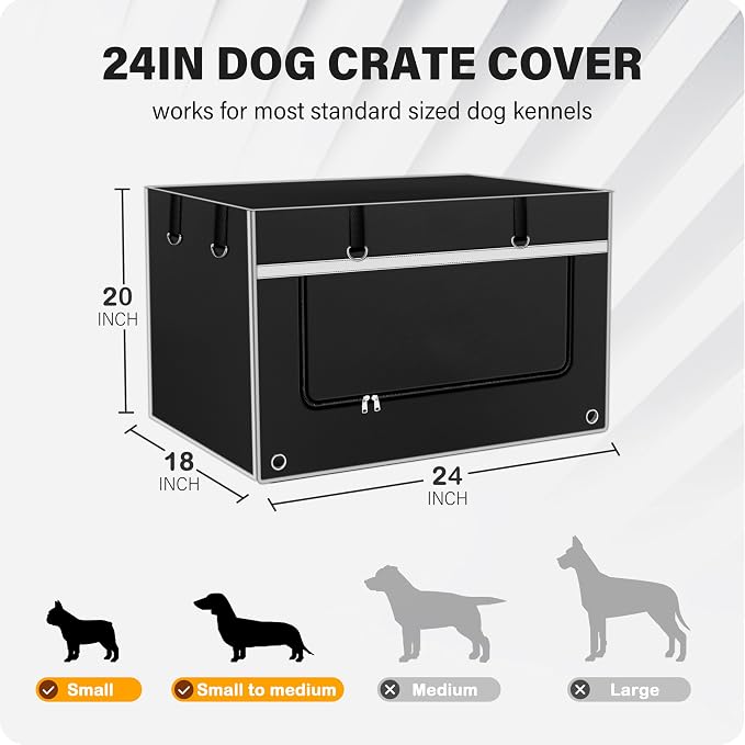 Dog Crate Cover, 1680D Heavy-Duty Oxford Fabric, Waterproof & Chew-Resistant for Aggressive Dogs, 24L×18W×20H Inches, Dual-Window Ventilation, All-Season Protection - Image 2