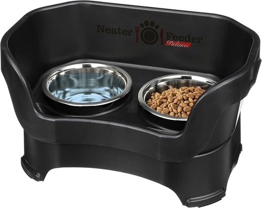 Neater Pet Brands Neater Feeder Deluxe Mess Proof Dog Bowls Elevated for Medium Dogs 19-40 lbs, Made in USA, No Spill Raised Dog Food Bowl Stand Feeding Station, Food and Water Bowl Set, Black by NeaterPetBrands