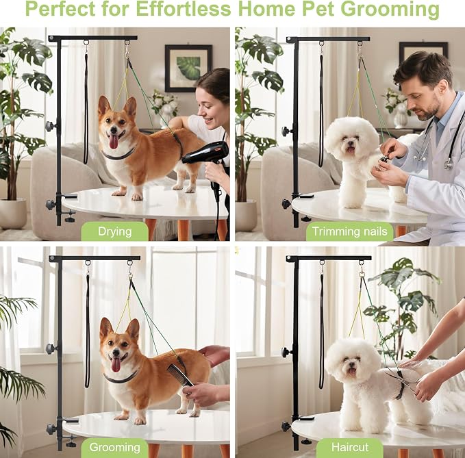 Home Dog Grooming Table Arm with Hammock 35" Height Adjustable Dog Grooming Arm with Clamp No-Sit Haunch Holders Durable(Grooming Table Not Included) - Image 9