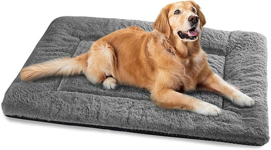 Dog Crate Pad 48 Inch, Washable Plush Kennel Mat for XXL Dogs, Anti-Slip Cushioned Pad for Wire and Metal Crates, Indoor, Travel and Training Use, Dark Grey by ZENGAOOU