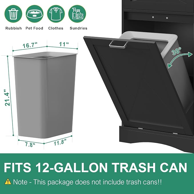 kepptory 37" High Dog Feeding Station with Storage Drawer, Pet Organizers and Storage Adjustable Shelf, Dog Feeder Station, Pet Storage Cabinet for Cats and Dogs (Black) - Image 5