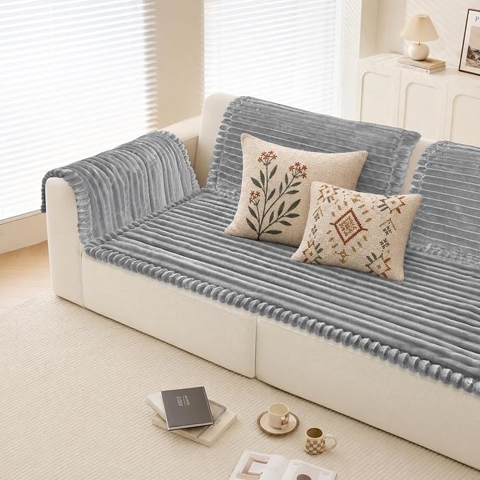 NAISI Pet Couch Covers for Sofa with Thick Filling and Non-Slip Bottom Sectional Sofa Covers Washable Friendly for Pets(1pc/27.5"x 27.5",Light Grey) - Image 3