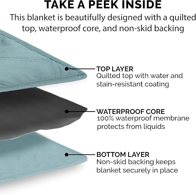 Furhaven Waterproof & Non-Slip Queen Size Mattress Cover Protector for Dogs & Cats, Washable, For Beds, Couches, & Car Seats - Quilted Twill Blanket Mattress Cover - Nile Blue, Large/Queen Size - Image 7
