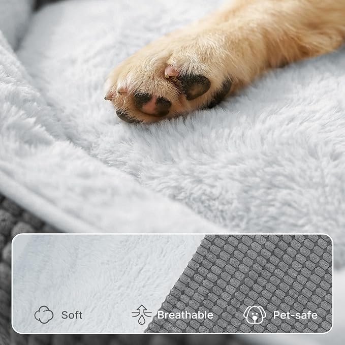 Veehoo 2-in-1 Dog Cave Bed with Cover, Covered Dog Bed for Large Dogs | Hooded blanket, supportive foam, removable washable cover, plush comfort, non-slip bottom - Image 8