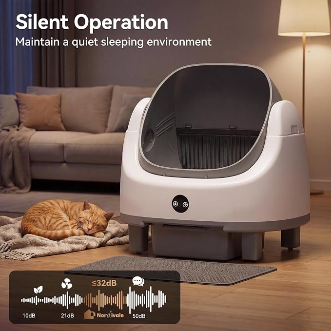Automatic Litter Box App Control Self Cleaning Litter Box Odor Control＆Safety Protection for Multiple Cats with Garbage Bag, Cat Litter Mat and Fragrance Box,Grey - Image 4