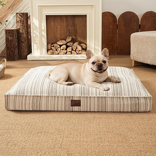 SOMAHE 4 Inch Orthopedic Dog Bed for Crate, 27 x 20 Inch, Coffee Chenille | Washable Removable Cover, Waterproof Inner Liner, Non-Slip Bottom, Orthopedic Dog Crate Mattress for Medium & Large Dogs by COZYHOMECHICSTYLE
