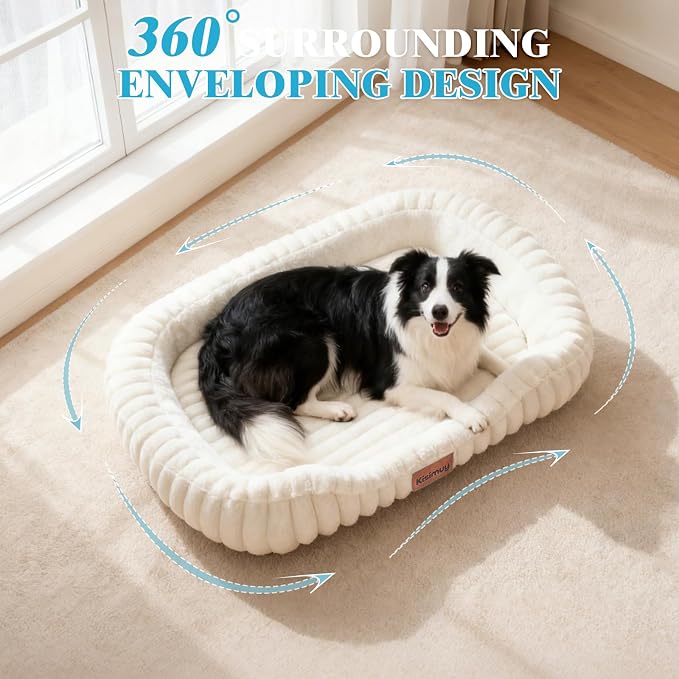 Orthopedic Dog Bed, Washable XXL Dog Couch for Senior Dogs | 43L x 31W x 5.5H, Egg-Crate Foam, Low Front Entry Design, Removable Cover, Non-Slip Bottom, Extra Large Dog Bed, Cream - Image 5