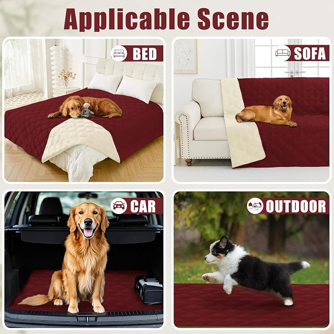 Smiry Waterproof Dog Bed Cover, Reversible Pet Blanket for Sofa Couch | Soft Washable Dog Blanket, Leakproof Couch Cover for Dogs Cats & Furniture Protection, 40x70, Wine Red/Beige - Image 5