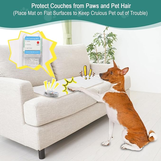 SEERWAY 2-Pieces Pet Training Mat with 3 Modes, Electric Scat Mat for Dogs & Cats | Indoor Shock Pad to Keep Pets Off Furniture, Couch, Sofa, Countertop (60"x12" + 22"x14") - Image 2