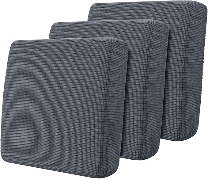 Hokway Stretch Couch Cushion Covers, 3 Piece Individual Sofa Cushion Slipcovers，Jacquard Sofa Seat Slipcover Set, Non-Slip Protector for Cushion (Grey,Small-3PC) by Hokway