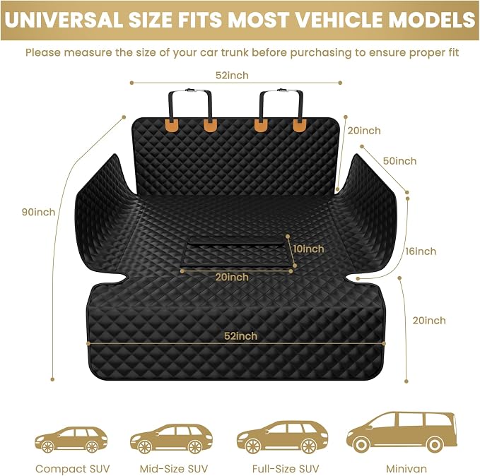 Waterproof SUV Cargo Liner for Dogs - Pu Leather Pet Car Seat Cover Protector with Bumper Flap, Non-Slip Backseat Mat for SUVs, Sedans, Vans Trunk | Easy Clean, Scratch Resistant (Black, Extra Large) - Image 3