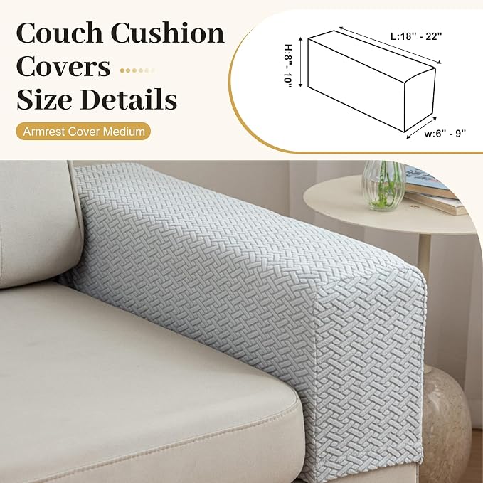 Couch Arm Covers Set of 2, Stretchable Sofa Armrest Protectors, Breathable Polyester Armchair Covers with Non-Slip Grip Design Furniture Protector (Brown, Medium (Set of 2)) - Image 2