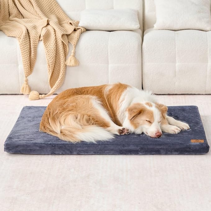 LIORCE Dog Crate Pad - Dog Bed Large Sized Dogs with Removable Washable Cover and Waterproof Lining - XL Memory Foam Pet Bed for Crate - Reversible Kennel Mat (Cool & Warm), 42-inch, Dark Grey by LIORCE