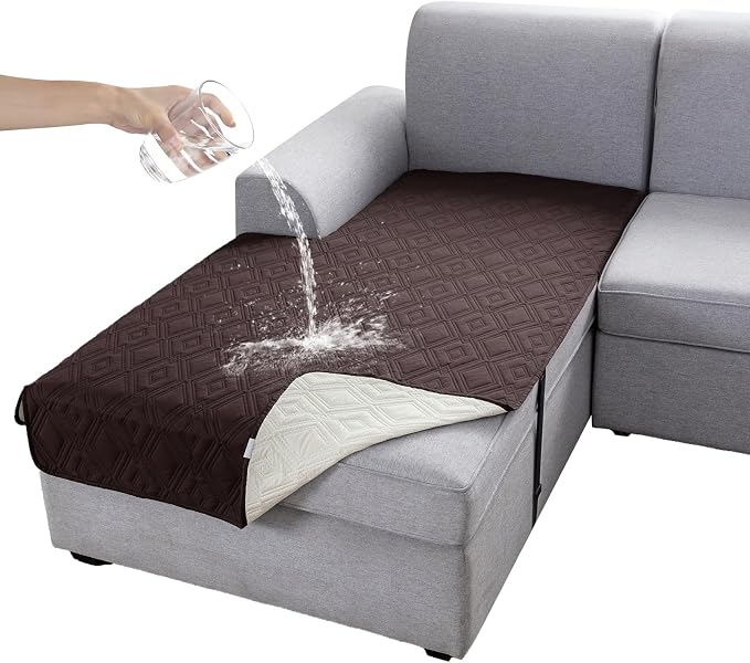 Genina 100% Waterproof Sectional Couch Covers for L Shaped Chaise Lounge Left, Anti-Slip Sectional Cover Furniture Protector Couch Cover for Dogs Pets, 1 Piece (Chocolate, Left Chaise Cover) by Genina