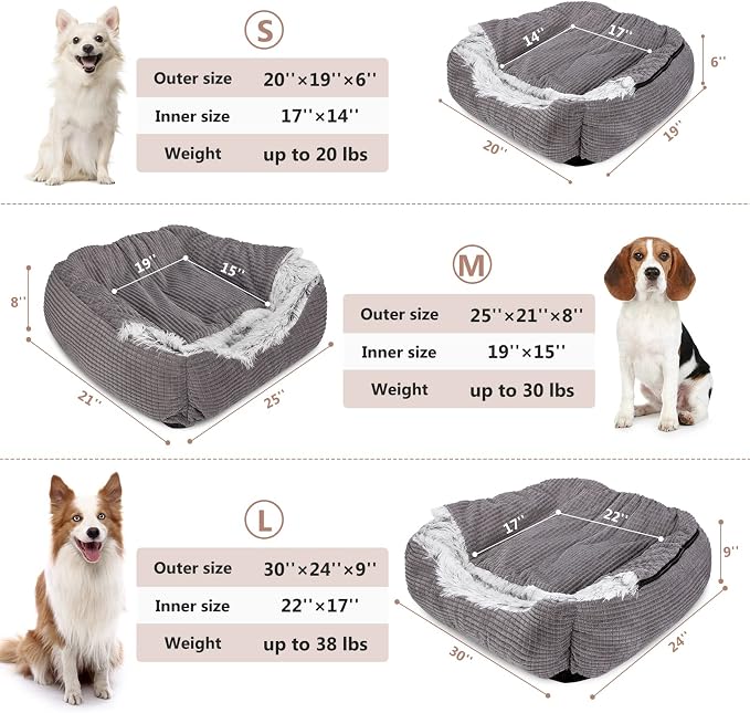 MIXJOY Dog Beds for Large Medium Small Dogs, Rectangle Cave Hooded Blanket Puppy Bed, Luxury Orthopedic Cat Beds for Indoor Cats, Warmth and Machine Washable (30 inches, Grey) - Image 6