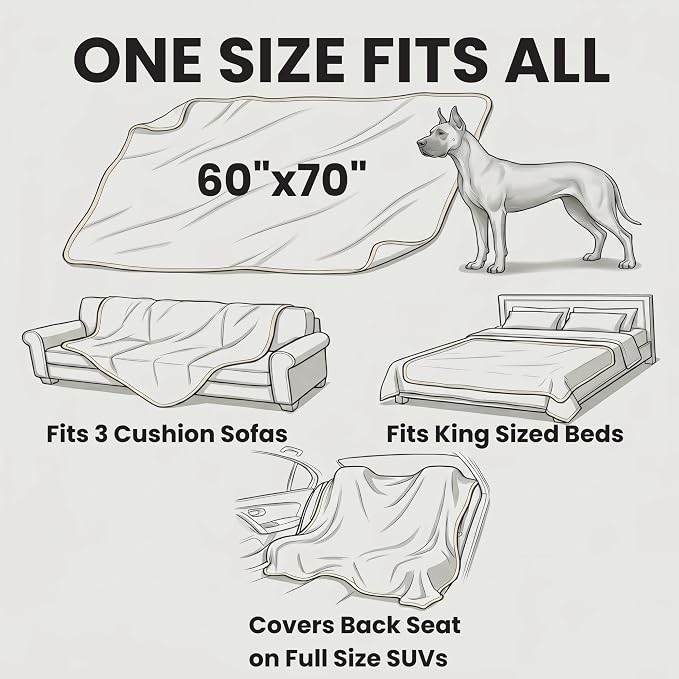Waterproof Dog Blanket for Cats & Dogs, Washable Couch Cover, Reversible Furniture Protector Blanket, Large Soft Sherpa Fleece, Couch Protector, Pet Throw Blankets, 60" x 70" - Image 8