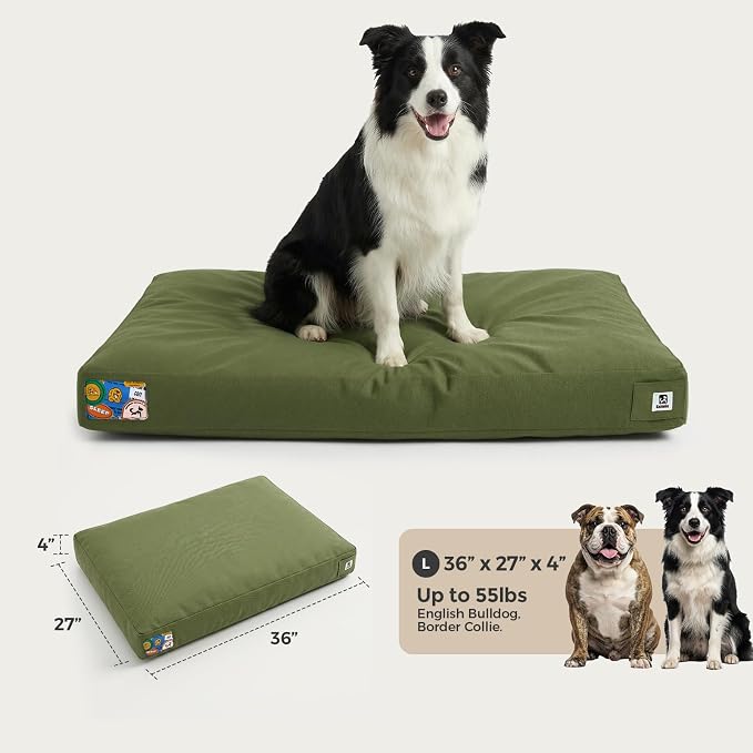 Sytopia 36 Inch Canvas Outdoor Dog Bed for Large Dogs, Durable Dog Bed with Waterproof Machine Washable Removable Cover, Indoor Patio Pet Pad for Crate, Green - Image 5