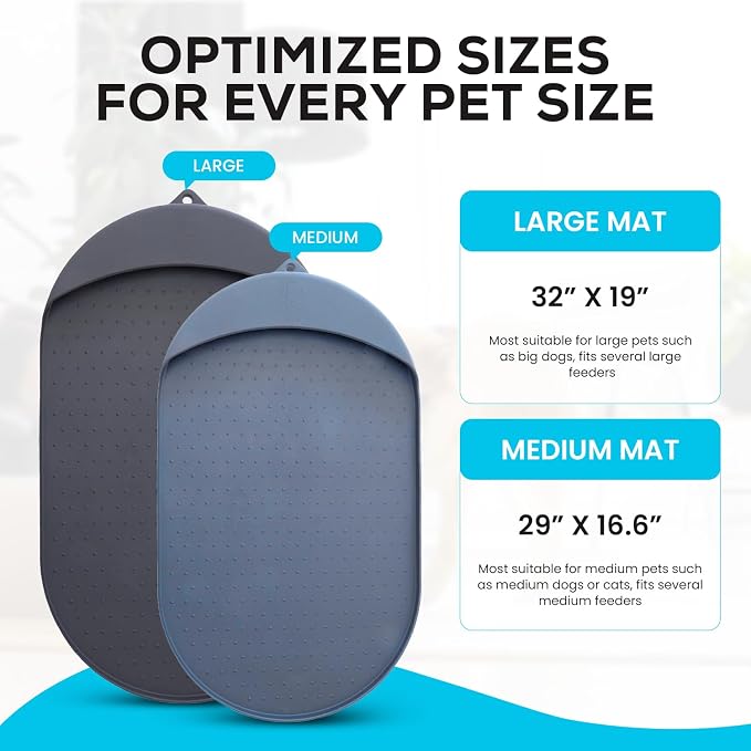 Dog Food Mat - 29” x 16.6” Pet Feeding Mat with Residue Collection Pocket - Large Silicone Dog Mat for Food and Water - Waterproof Dog and Cat Bowl Mat, High Edges to Prevent Spills, Gray - Image 7