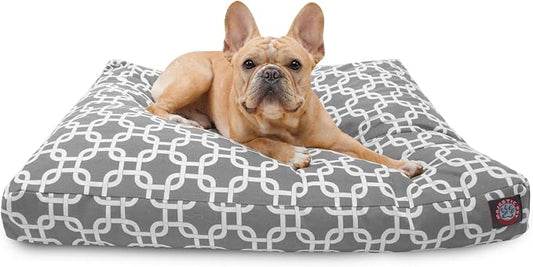 Majestic Pet Shredded Memory Foam Dog Bed Small with Removable Washable Cover – Rectangle Orthopedic Dog Bed–Durable Dog Crate Bed-Flat Dog Bed for Senior Dogs - (27x20) S - Links - Gray by MajesticPet