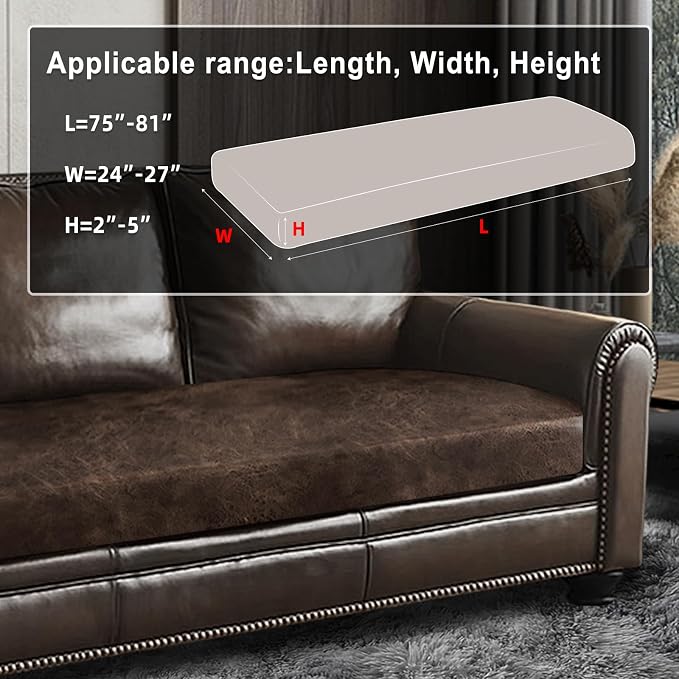 ANARACHON Leather Look Couch Cushion Covers Sofa Seat Slipcovers Sets Couches Furniture Protector for Sectional Armchair Loveseat Pets Kids Stretch (1 Cushion XL Sofa, Brown) - Image 3