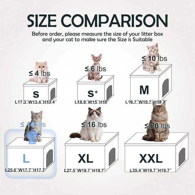 MEEXPAWS Cat Litter Box Enclosure Furniture Hidden Large, Lift Design Lid Velvet Cat Washroom Bench Storage Cabinet |25.6x 17.7 x 17.7 in|Dog Proof|Urine Proof Inside|Quick Assembly| Easy Clean(Black) - Image 6