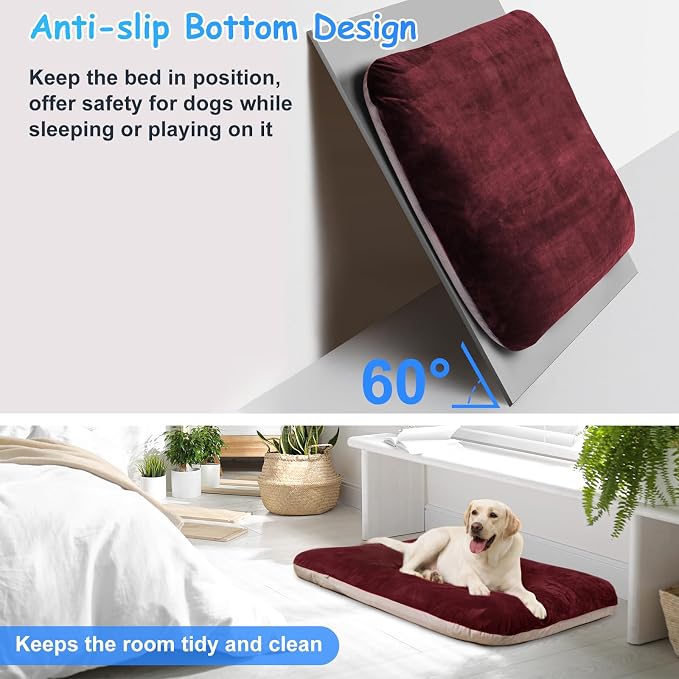 Magic Dog Super Soft Medium Dog Bed, 32 Inch Orthopedic Foam Pet Bed with Anti Slip Bottom, Removable Washable Cover, Burgundy - Image 4
