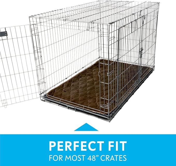 Paw Inspired Washable Padded Crate Mats for Dogs, Dark Brown, 47x29 Inch | Fits 48-inch Kennels, Leakproof, Waterproof Bottom, Plush Dog Pad, Pet Bed - Image 3