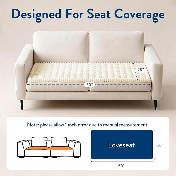 SureFit Couch Covers for Dogs,Non-Slip Washable Pet Friendly Sofa Protector | Non-Slip Paw Print Grip,Sofa Slipcovers for 2 Cushion Couch,Soft Thick Furniture Protector for Sofa Cushions(28“x60" Ivory) - Image 8