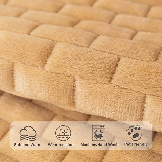 Washable Velvet Dog Couch Cover, Plush Pet Sofa Furniture Protector for 2-3 Cushion Couch, Non-Slip Washable Cover for Dogs(1PC/27.6"x82.7",Khaki) - Image 4