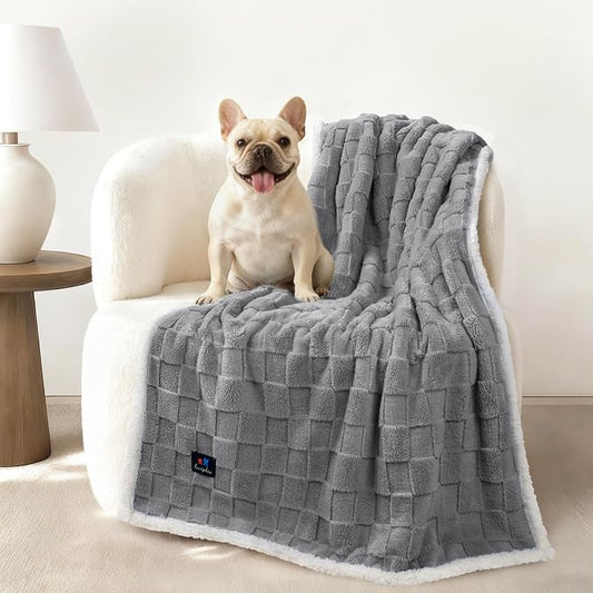 Luciphia Waterproof Dog Blanket, Reversible Fleece & Sherpa, Couch Cover | Soft plush fluffy, washable, puppy, cat, dog bed, crate, car seat, sofa, throw, furniture protector,Gray,Medium(57" x 40") by luciphia