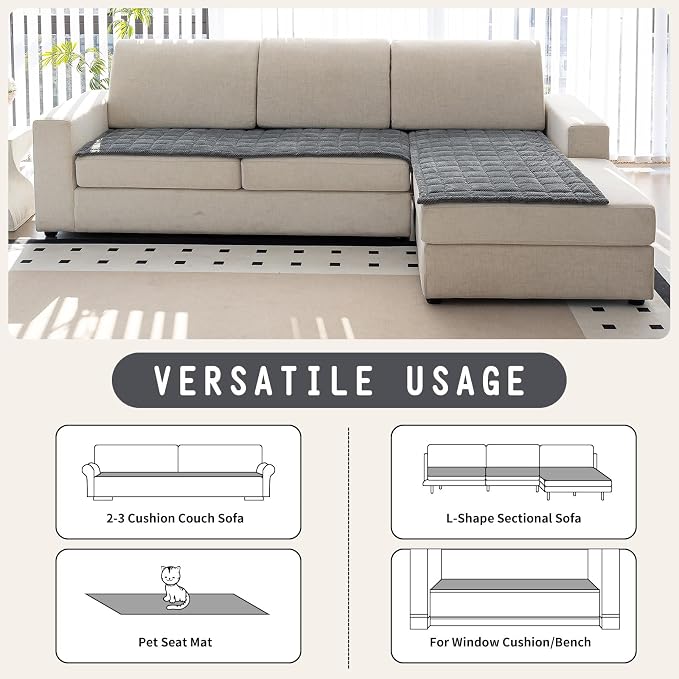 Sofa Couch Cover, Sofa Covers Washable for Dogs, Non-Slip Couch Covers for Sectional Sofa, Sofa Slipcovers for All Seasons Furniture Protector for L Shaped(Dark Grey, 27"x 59") - Image 4