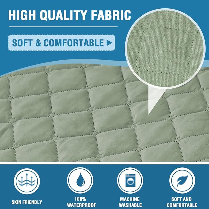 H.VERSAILTEX Sofa Cover Couch Cover for Dogs with Elastic Straps 100% Waterproof Furniture Protector for Pets Couch Cover for 3 Cushion Couch(Sofa, Pale Aqua) - Image 5