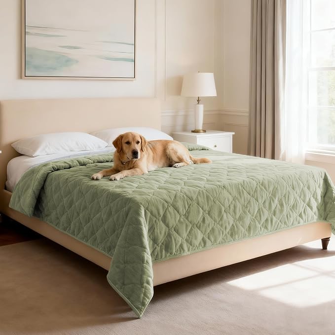 H.VERSAILTEX Couch Cover Chenille Pet Fuzzy Sofa Covers for 3 Cushion Couch and Bed Anti Slip Washable Sofa Slipcovers Soft Couch Protector Cover for Dogs Cats Kids(52" x 82", Tender Green) by HVERSAILTEX
