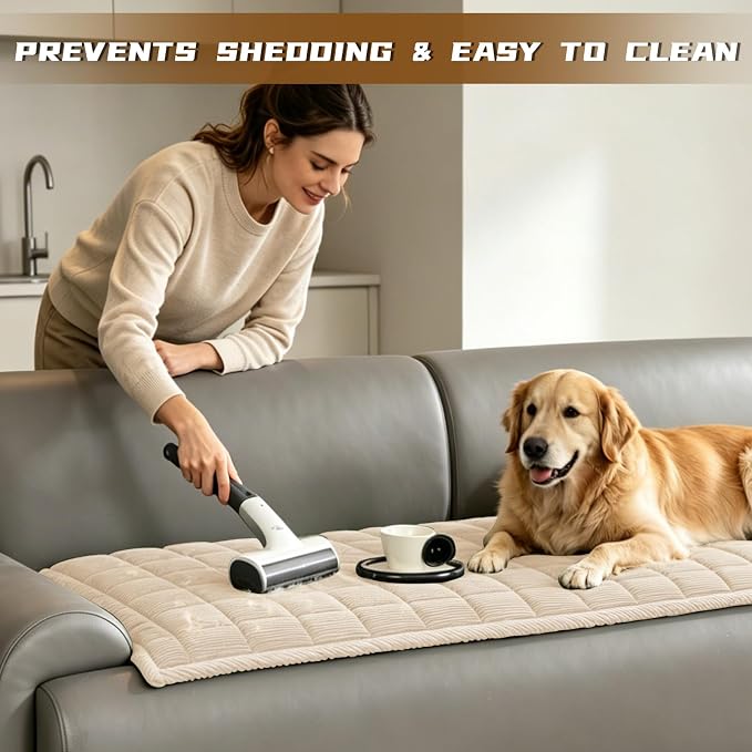 HAOYONG Couch Covers for Dogs Washable, Non Slip Fuzzy Durable Couch Covers for Loveseat Sofa Pet Friendly Furniture Protector Covers Dog Mat for Couches (Off-White, 27.6"×59.1") - Image 2
