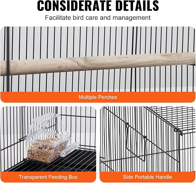 VEVOR 30 Inch Flight Bird Cage, Stackable Bird Cage Parakeet Cage with Slide-Out Tray and Handle, Small Parrots Birdcage for Cockatiels Budgies Conure Macaw Finch Lovebirds Canaries Pigeons - Image 6
