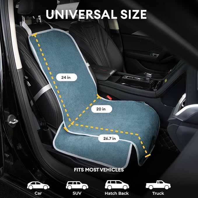 FUNNY FUZZY Dog Car Seat Cover for Front Seat, Dog Seat Cove Waterproof, Scratchproof Non-Slip Car Seat Protector, Universal Fit Most Cars, SUVs, Trucks, Blue - Image 2