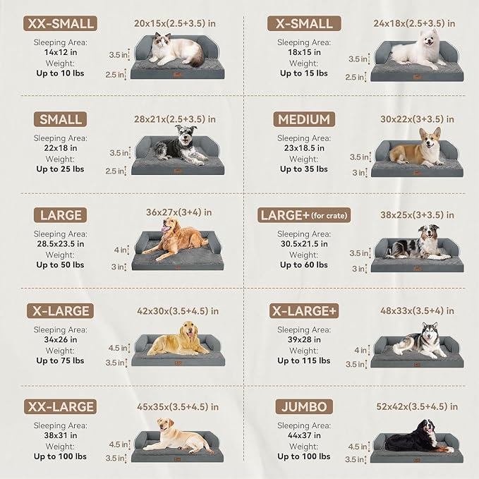 MEKIY Orthopedic Waterproof Dog Bed Pet Couch with Bolster for Medium Dogs | Pillow Support for Neck Relief, Egg Crate Foam, Waterproof Liner, Anti-Slip Bottom, Machine Washable Cover, 30 x 22 Inch - Image 2