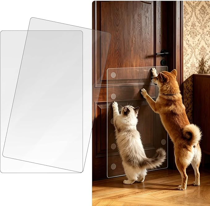 KEBE Door Scratch Protector, Large 36" x 24" & 0.8mm Thick Heavy Duty Anti-Scratch Shield, Clear Door Guard with Strong Removable Adhesive, Easy-to-Install Dog Cat Scratch Guard for Indoors Outdoors by KEBE