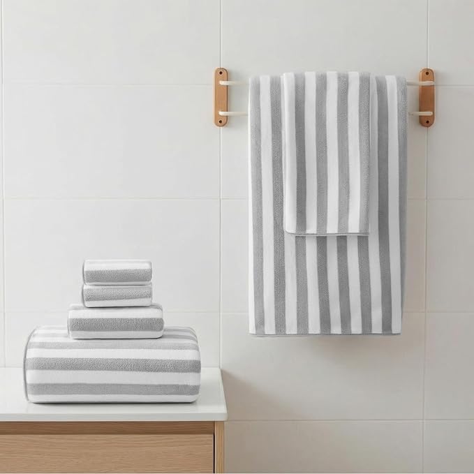 REDKISS Ultra Soft Bath Towel Sets 6-Piece 35"x70" | 100% Microfiber, Highly Absorbent & Quick Dry | Grey Towels for Bathroom, Spa, Gym | 2 Bath, 2 Hand, 2 Washcloths - Image 2