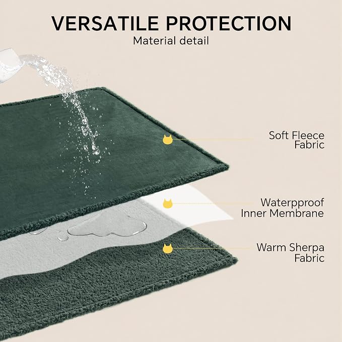 Luciphia Waterproof Pet Blanket, Liquid Pee Proof Dog Blanket for Sofa Bed Couch, Reversible Sherpa Fleece Furniture Protector Cover for Small Medium Large Dogs Cats, Dark Green X-Large（85" x 57"） - Image 4