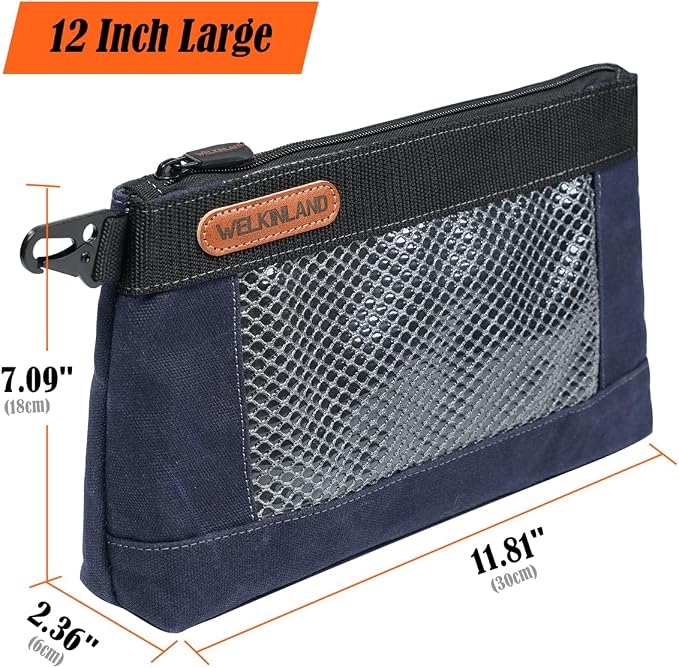 WELKINLAND 4 Piece-Pack Clear Tool Pouch, 12-Inch Tool Pouches, Heavy-Duty Waxed Canvas Zippered Tool Pouch, See-Thru Tool Pouches With Zipper, 4-Color Small Tool Bag - Image 8