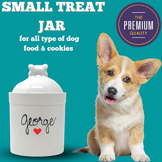 Airtight Pet Treat Container | Dog Cookie Jar Personalized with Name | Small Dog Treat Jar | Customized, Ceramic | With Bone Shaped Lid - Image 3
