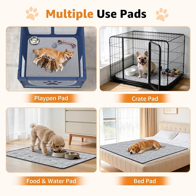 LOOBANI 2 Pack Extra Large Washable Pee Pads for Dogs 72"x72", Gray | Non-Slip Reusable Dog Mat, Super Absorbent & Waterproof Whelping Pads For Floor, Bed, Incontinence, Housebreak, Leak-Proof - Image 6