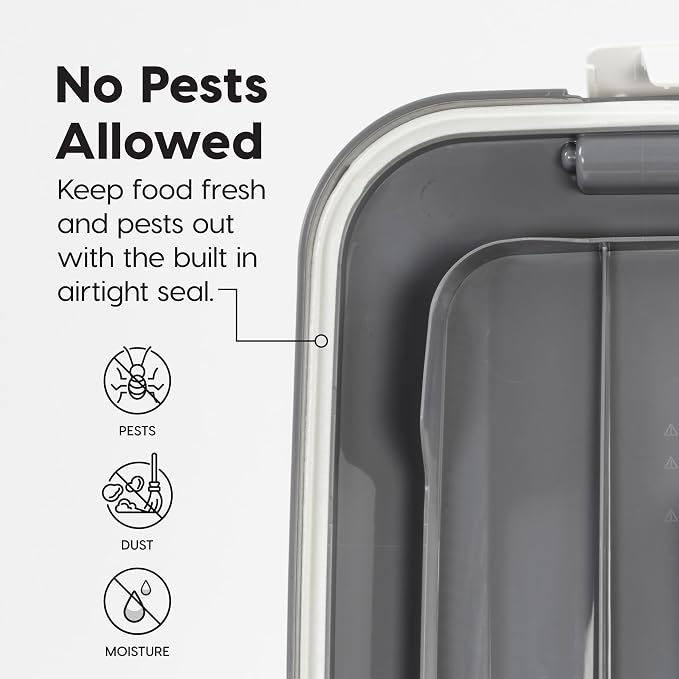 IRIS USA Dog Food Storage Container 54 lbs, 2-Pack with Wheels, Airtight Lid, 2-Cup Scoop, Double Pet Food Storage, Built in Scoop Storage in Lid, Versatile Pet Food Bin, Portable, Gray/Dark Gray - Image 6