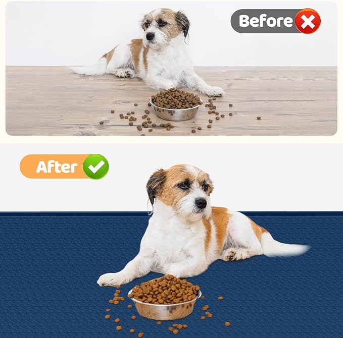 Dog Food Mat 51''x25.6'' Extra Large Dog Mat for Food and Water,Blue | Silicone Dog Bowl Mat with Raised Edge, Waterproof Non-Slip Pet Feeding Mat for Floors, fit for Dog Cat Bowls - Image 4