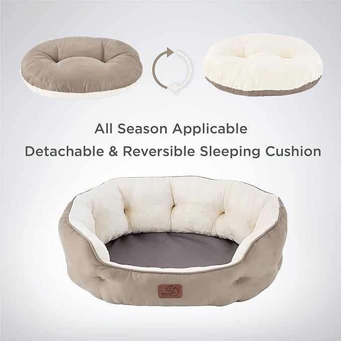 Bedsure Small Dog Bed Washable,Round Cat Beds for Indoor Cats,25in Camel | Soft Plush Pet Bed,Dog Beds for Small Dogs for Puppy and Kittens,Anti-Slip Bottom,Easy to Clean - Image 6